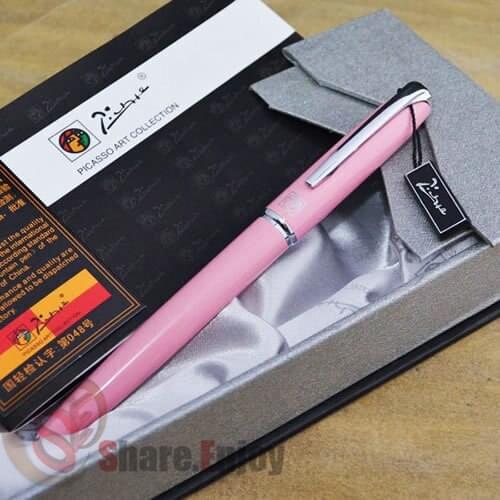 FOUNTAIN PEN PICASSO 916 ELEGANT GIRL PINK AND SILVER FINE HOODED NIB