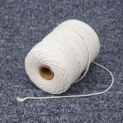 Durable Beige Cotton Twisted Cords Rope For Craft Macrame Art String Tool New
