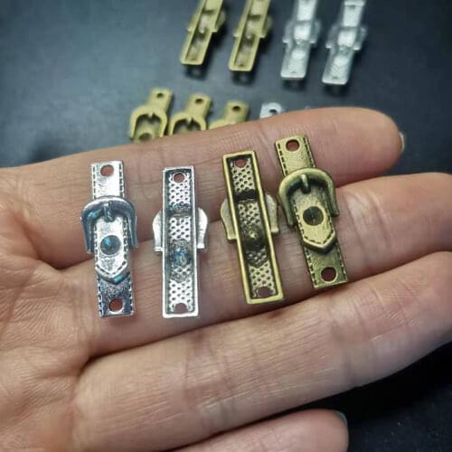 15 Pcs 24x9mm Two Color Plated Zinc Alloy Belt Buckle Charms Connector Pendant Fit For Jewelry Making