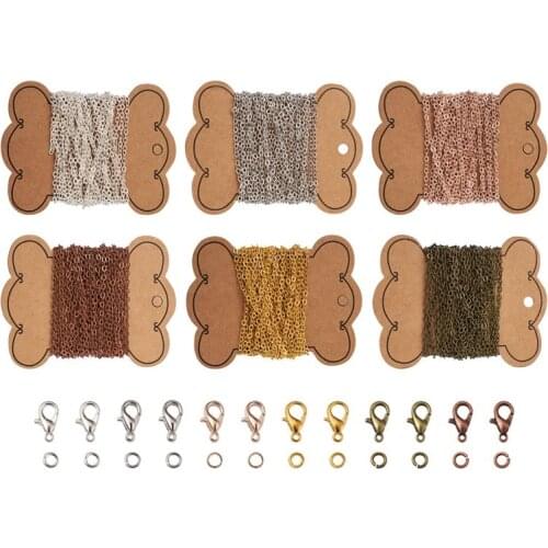 Pandahall Cable Chains Jump Rings Alloy Lobster Clasps for Jewelry Making DIY Bracelet Necklace Accessories Supplies