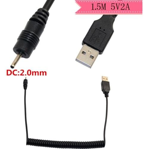 USB2.0 A Male to 2mm Small Pin Plug Spiral Coiled Cable Nokia Charger