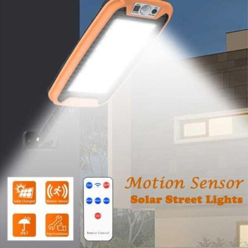 LED Solar Street Lights PIR Motion Sensor Security Wall Light 168LED Waterproof Outdoor Solar Lamp with Remote for Garden Street