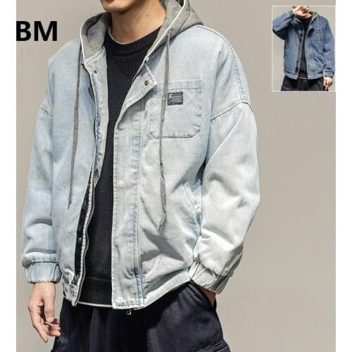 2020 Winter Warm Korean Fashion Hip Hop Hoodie High Quality Denim Cotton Jacket Men Clothing Harajuku Parka Streetwear Coat
