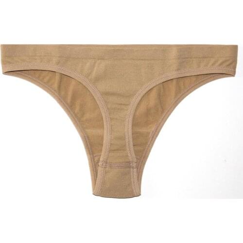 Sexy Mid Waist Sport Dance Panties Seamless Thong G-String Women Female Cotton Underpants Letter Tanga Lady Briefs Underwear