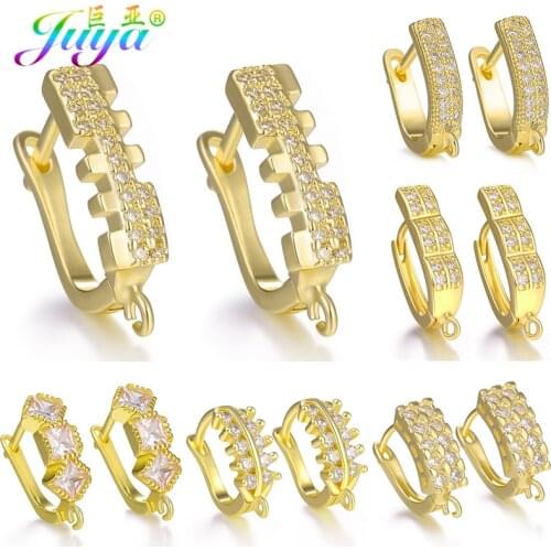 Juya DIY Women Earrings Components Supplies Micro Pave Zircon Creative Leverback Basic Earring Hooks For Fashion Earrings Making