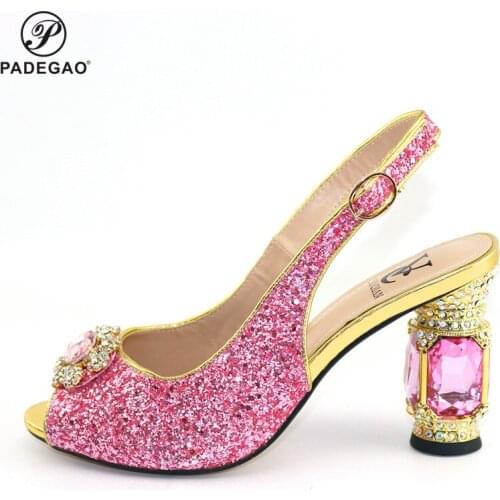 2020 New African Ladies Sexy High Heels Pumps Pink Design Ladies Women Pumps Nigerian Sandal Shoes for Parties