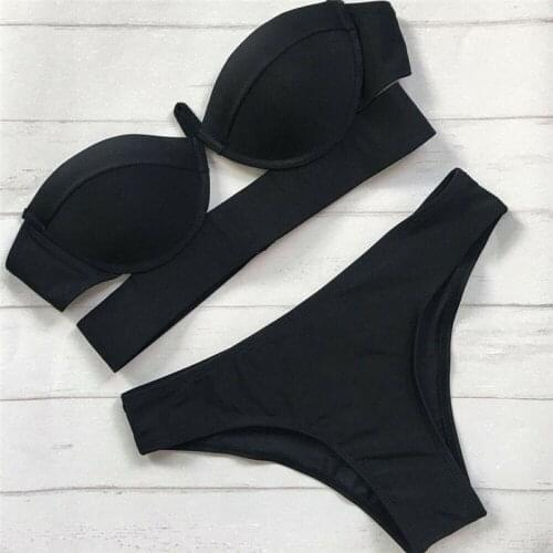 Women bikini set Sexy fancy summer Floral bandeau maillot de bain Push-up padded bra low waist swimsuit holiday beach bathing
