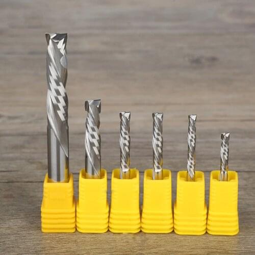 2pc SHK 3.175 8 10 UP & DOWN Cut Two Flutes Spiral Carbide Mill Tool Cutter for CNC Router, Compression Wood End Mill Cutter Bit
