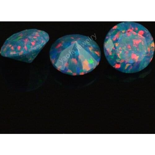 20pcs/lot 6mm opal factory customized 78 colors Round diamond cut created opal a lot of inventory for jewelery making