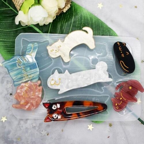 2021 New Transparent Silicone Mould Resin Decorative Craft DIY cat hairpins Mold epoxy resin molds for jewelry