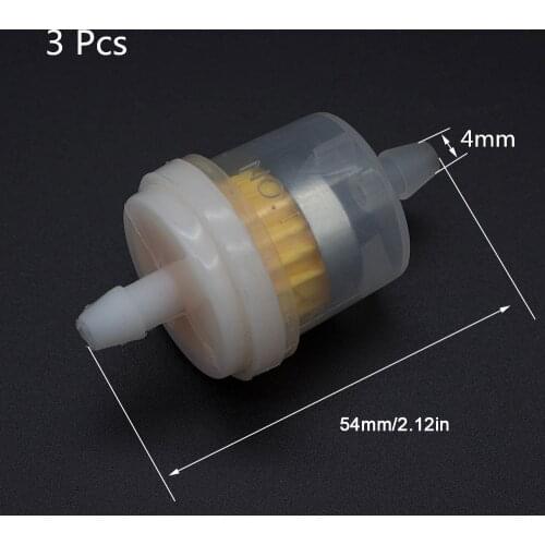 3Pcs Motorcycle Petrol Gas Gasoline Fuel Oil Filter For Universal Scooter Moped Scooter Dirt Bike ATV Go Kart 4mm hole Size