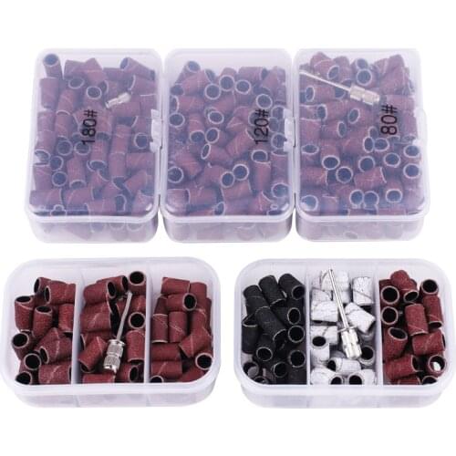 75Pcs/100Pcs Nail Art Sanding Bands With Metal Shaft 80/120/180 Gel Polish Remover Tool Accessory for Electric Nail Drill Bits