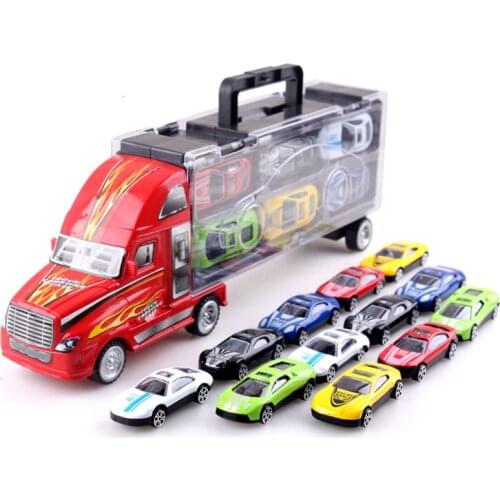 Large Transport Car Container Carrier Big Truck Vehicles Toys With Mini Diecast Cars Model Toys For Children Boys Birthday Gifts