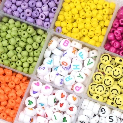 Approx.200pcs 4mm Czech Glass Seed Beads Mixed Letter Acrylic Round Flat Beads For Jewelry Making Handmade DIY Bracelet Necklace
