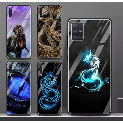 Phone Case For Samsung Galaxy A71 A52 A51 A91 A81 A72 A41 A31 A21s A21 A11 A01 M51 M31 M21 Glass Cover Dragon Dinosaurs