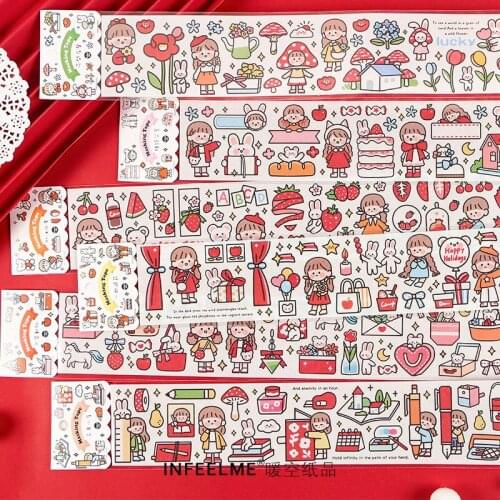 Girlhood Series Color Washi Masking Tape Release Paper Stickers Scrapbooking Stationery Decorative Girl Tape