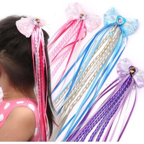 Childrens New Hair Clips The Babys Fashion Hair Decoration Bowknot Hairpin The Wig Fake braid Color Of The
