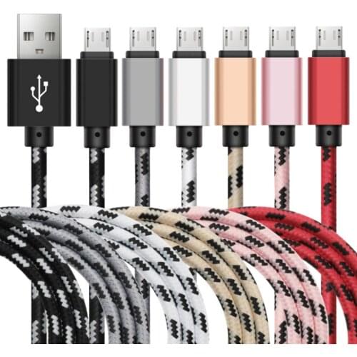 200pcs Nylon Micro USB Type C Cable for iPhone Xiaomi Huawei Mobile Phone Fast Charging Usb Cables USBC Charger Cord Wire