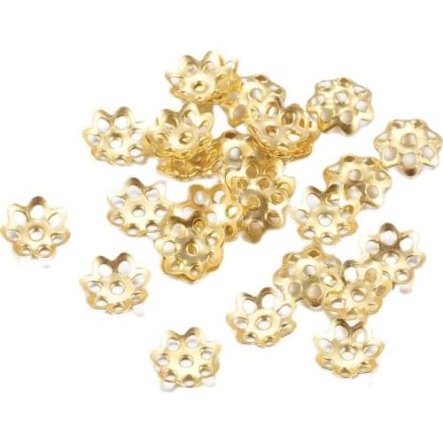20g Golden Silver Color Multi-Petal 6mm Flower Bead End Caps For Jewelry Making Needlework Spacer Bead Caps DIY Accessories