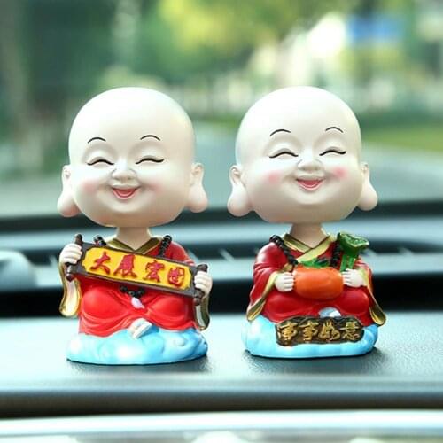 Creative Lovely Cartoon Monk Figurine Resin Shaking Head Monk Model Toy Ornament Car Interior Display Decoration Best Gift