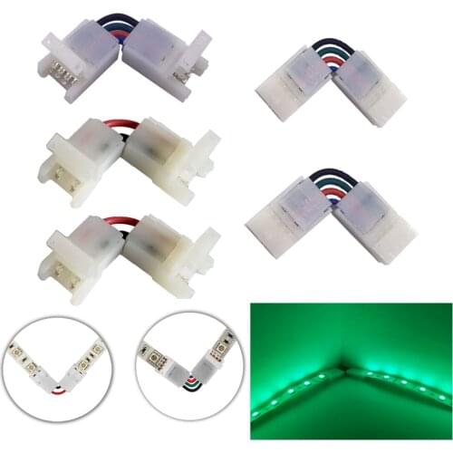 L Shape 2pin 3pin 4Pin Connector Angle Adjustable LED Strip Connector For 10mm Width 5050 3528 LED Strip Lights 90 Degree Corner