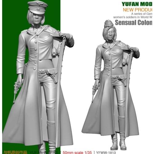 Yufan Model 1/35 Resin Figura German Sexy Women Officers Soldier Model YFWW35-1813