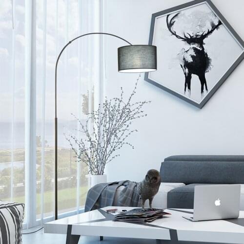 Nordic floor lamp bedroom living room creative modern minimalist LED bedside long arm fishing study black floor lamp