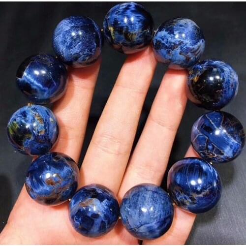 Genuine Natural Blue Pietersite Big Round Beads Bracelet For Women Men Powerful Stretch Crystal Bracelet 19mm AAAA