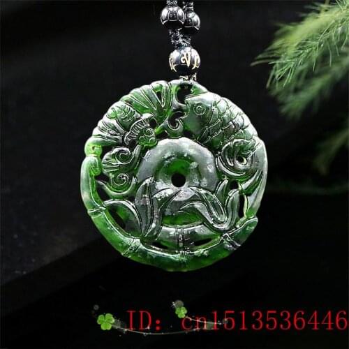 Jade Bat Pendant Necklace Fish Carved Natural Chinese Amulet Jewellery Gifts Black Green Charm Fashion