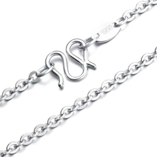 New Fine Pure Platinum 950 PT950 Necklace Women O Link chain 16-18inch