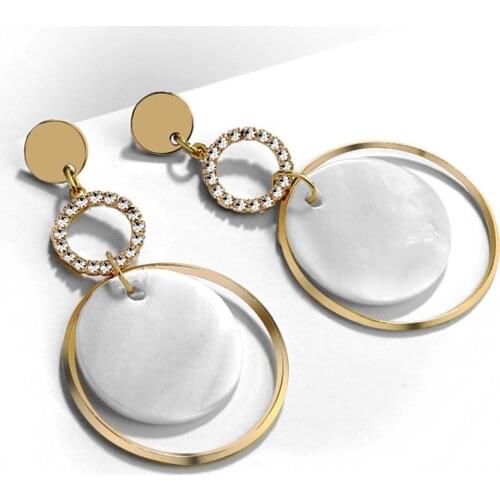 South Koreas New Round Shell Earrings Temperament Personality Wild Earrings Long Tassel Earrings Wholesale