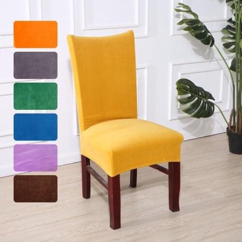 Solid Color Elastic Spandex Dining Chair Cover Polyester Velvet Fabric Chair Slipcovers for Decorate Wedding Hotel Banquet Chair