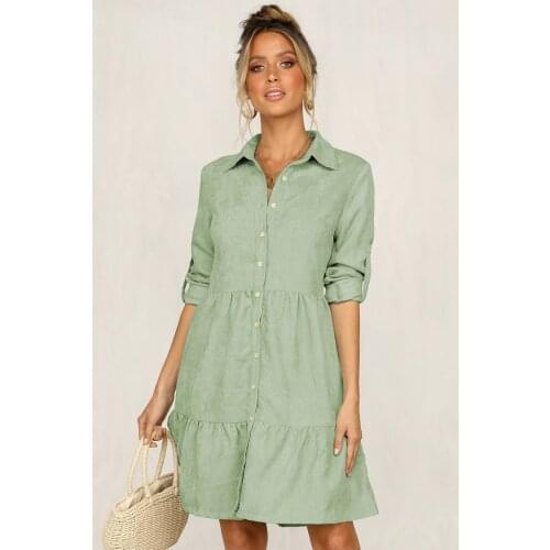 Shirt Dress Womens Clothing 2021 Long Sleeve Spring Autumn Dresses Button A-line Mini Party Dress For Women Vestidos Femme Robe