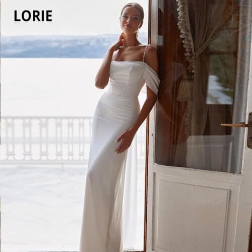 LORIE Beach Wedding Dresses Spaghetti Strap Beaded Summer Wedding Gown Chiffon Mermaid Corset Sexy Bridal Dress suknia ślubna