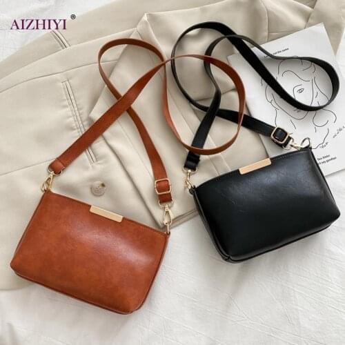 Simple Women PU Leather Crossbody Bag Female Solid Color Flat Mouth Messenger Pouch Travel Daily Shoulder Handbag Purses