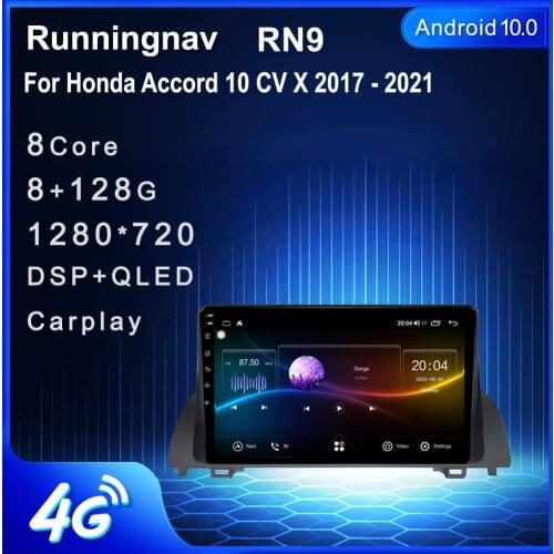 Runningnav For Honda Accord 10 CV X 2017 2018 2019 2020 2021 Android Car Radio Multimedia Video Player Navigation GPS
