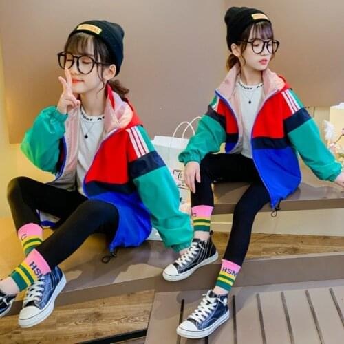 Spring Autumn Jacket For Girls Hoodies Coat Teenage Children Outerwear Girls Clothes Raincoat Windbreaker 4 6 8 10 12 14 15 Year