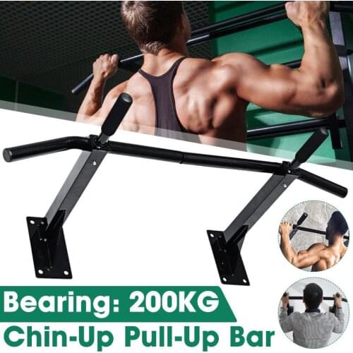 200KG Black Heavy Duty Chin Pull Up Bar Wall Mounted Exercise Workout Fitness Home Gym
