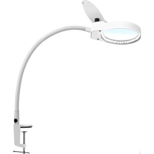 8X15X LED Magnifying Lamp Metal Clamp Swing Arm Desk Lamp Stepless Dimmin,Magnifier LED lamp 3X10X,100mm Diameter Lens White