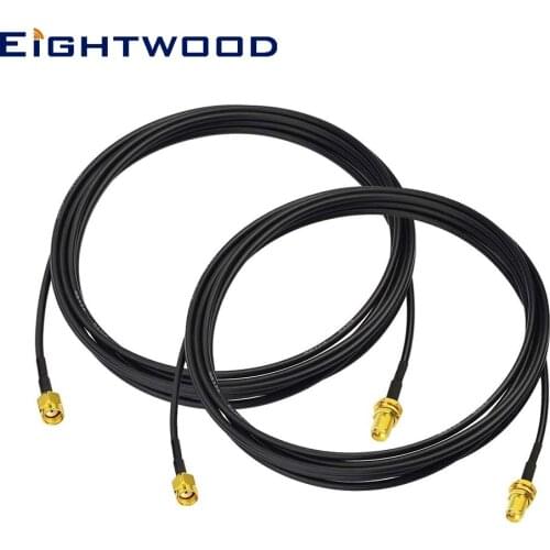 Eightwood 2pcs WiFi Antenna Coax Cable RP-SMA Male to RP-SMA Female RG174 Cable 3m for WiFi Router Wireless Network Card Adapter