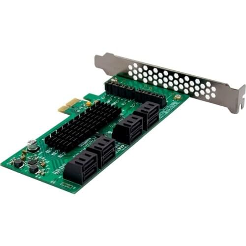In Stock 8 Port SATA 3 Expansion Card PCI-E X1 SATA Controller PCIE 1X To SATA 6Gb Adapter Add on Card Riser Marvell 9215 Chip