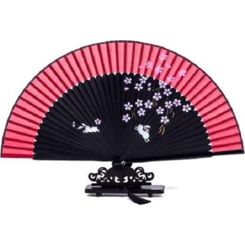 Retro Chinese Foldable Bamboo Silk Fan Girl Photo Prop Tool Art Craft Wall Hanging Decor ArtCraft Handmade Fan for Wedding Gift