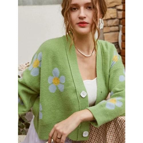 2021 Women Sweaters Winter Cardigan Sweater Famale Oversized Knit Sweater Korean V Neck Fashion Clothes Ladies Coat Thicked Fall