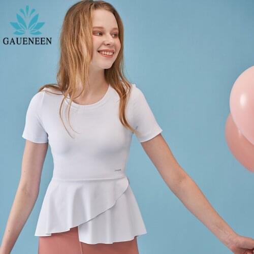 GAUENEEN Women Shockproof Yoga Top Sportswear Fitness Ruffle Short Sleeve T-shirts Female Padded Running Workout Gym Sports Tops
