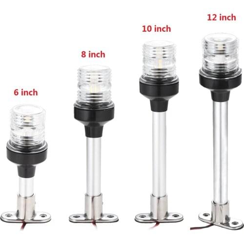 1Pc 6/8/10/12" LED Marine Navigation Light 360 Irradiation Fishing Boat Yacht Fixed Mount Stern Anchor Light DC12~24V,4000~4500K