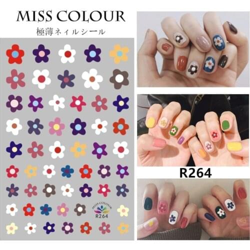 2sheets DIY Designs Women Elegant Nail Art Stickers Decals Colorful Flower plant Tie Decals Patch French Tip Care Styling Tool