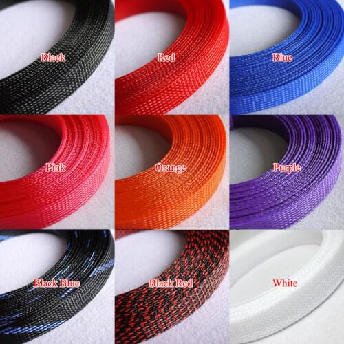 25mm Wide Insulated Braided Sleeve PET Expandable High Density Cable Protection Wire Wrap Gland Sheating DIY Line Cover Colorful