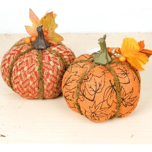 5.5" Thanksgiving Day Autumn Season Decorations Pumpkin Foam Line Knitting Fabric Ornaments Party Festival Supplies