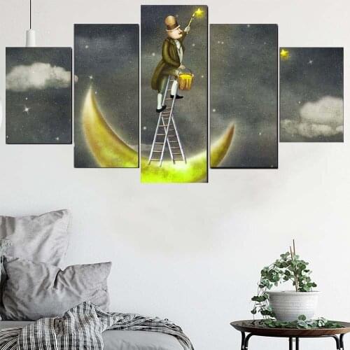5 Pieces Wall Art Canvas Painting Figure Poster Man Drawing Stars Modern Home Decoration Living Room Bedroom Modular Pictures