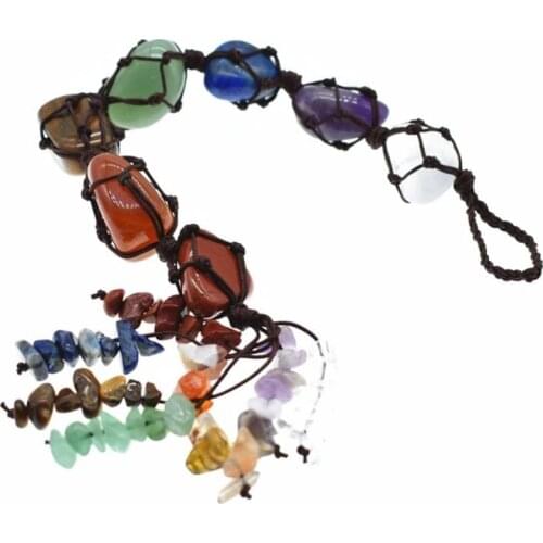 7 Chakra Natural Stone Tumbled Gemstone Pendant Hanging Spiritual Meditation Hanging Window Feng Shui Car Home Ornament